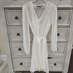 White House Black Market Long Sleeve White Dress